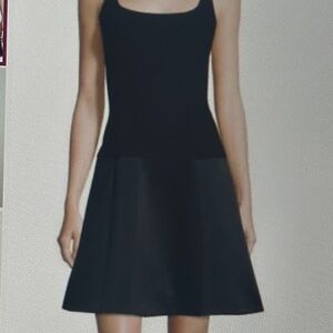 Theory Avanta Admiral Crepe  Black contrast Sleeveless Dress